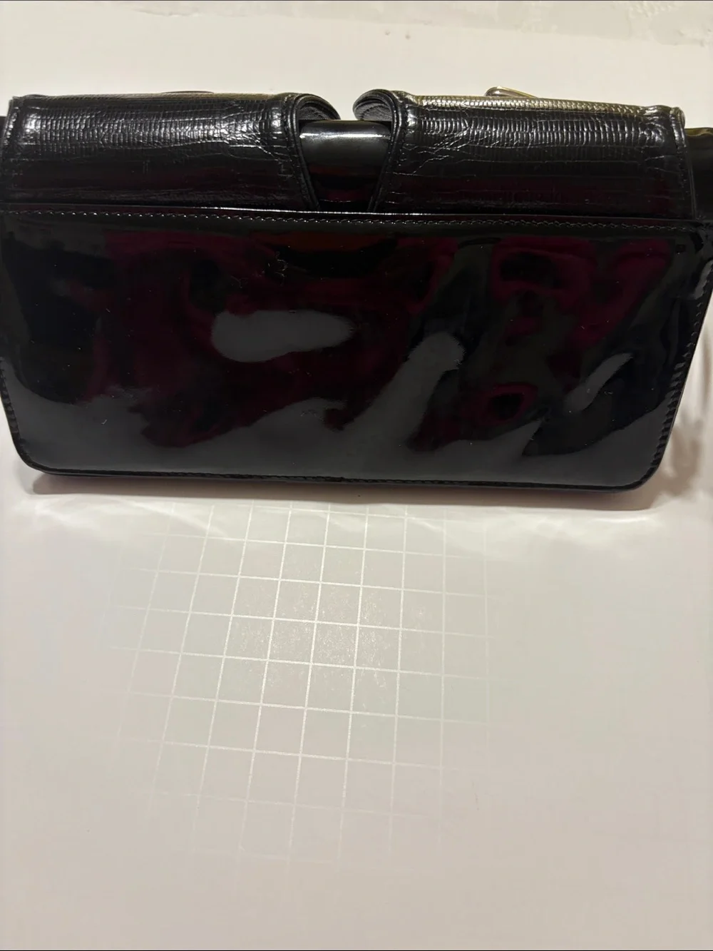Cole Haan Black Patent Double-Pocket Wristlet Clutch